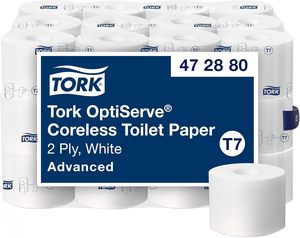 Rouleau de papier toilette Tork Coreless haute capacité T7, blanc, 2 plis, 1 000 feuilles/rouleau, 36 rouleaux/caisse (472880) - Product Image 1
