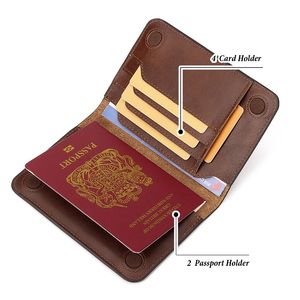 Portefeuille de voyage en cuir véritable de haute qualité avec fermeture éclair, porte-cartes et autocollant Visa pour passeports - Product Image 2