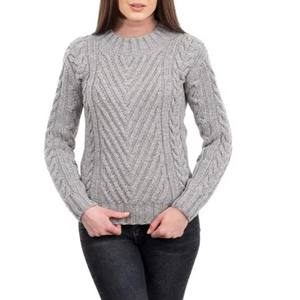 Pull-over long décontracté pour femme en tricot 100% coton avec doublure en laine, col rond, hiver, anti-rides, séchage rapide, respirant, tendance - Product Image 5