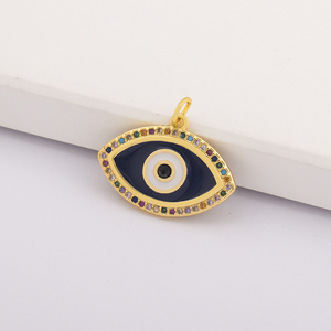 Venta al por mayor Eye of Evil Series colgante encantos chapado en oro esmalte multicolor piedra <span class=keywords><strong>para</strong></span> collar fabricación <span class=keywords><strong>de</strong></span> joyas - Product Image 5