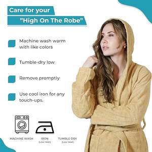 Women's 100% Cotton Knee-Length Bath Robes Quick Dry Plain Dyed <b>with</b> Terry/Waffle Fabric Least Price - Product Image 4