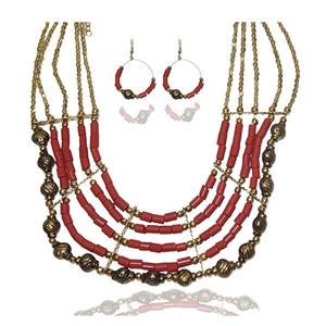 Tip Top Fashions, conjunto de collar de cuentas rosas chapadas en oro, colección de joyería de moda 1103315 - Product Image 1