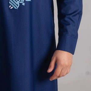 Túnica Casual de Color Sólido de Buena Calidad, Material Al Haramain, para Hombre Saudí, 2026, Blanca Teñida, Cuello Alto, Manga Larga, Largo hasta el Tobillo - Product Image 3