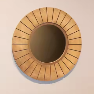Azora Industries Miroir mural en bois de forme ronde Offre Spéciale fait à la main Miroir décoratif mural au design moderne et antique - Product Image 5