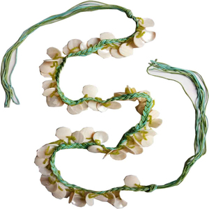 Cotton shell beaded <b>Belt</b> for <b>Women</b> Fashion Black <b>Bag</b> White Western OEM Logo Style Buckle Fabric Packing Pcs Color uk - Product Image 3