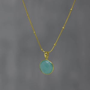 Nuevo diseño 925 collar con colgante de plata esterlina sólida Aqua Calcedonia corte capas cadenas bonitas accesorios de joyería para fiesta - Product Image 1