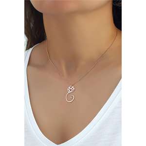 Azuris Elegant Lotus Flower Design Collier pendentif fin en argent sterling 925 - Product Image 1