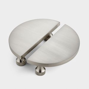 Manija de media luna de latón macizo clásico plateado para el hogar, cocina, muebles de oficina, herrajes, puerta, cajón, armario, manija de armario 2023 - Product Image 1