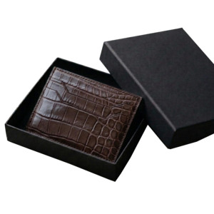 Portefeuille en cuir à double pli, texture alligator, portefeuille court, cuir de crocodile, portefeuille classique pour homme, portefeuilles en véritable cuir d'alligator - Product Image 1