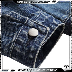 Veste en jean d'hiver pour homme personnalisée avec col montant, fermeture à boutons en corne, impression au dos - Product Image 6