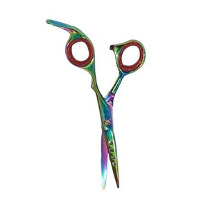 Tijeras profesionales de alta calidad para el cuidado de mascotas de acero inoxidable con revestimiento multicolor de titanio con reposapiés - Product Image 3