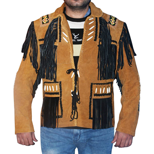 Nuevo diseño, chaqueta de cuero de moda para hombre más vendida, chaqueta con flecos, chaqueta occidental para invierno, Otoño, verano, Completamente forrada - Product Image 1