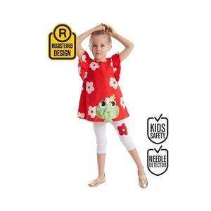 Ensemble tunique et leggings décontractés pour fille grenouille, manches courtes à volants, jersey de coton, t-shirt et leggings printemps été - Product Image 1