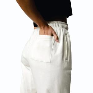 Jogger con puños elásticos para mujer con estampado de hojaldre 60% algodón 40% poliéster pantalones de chándal de ajuste relajado XS tamaño blanco para invierno - Product Image 5
