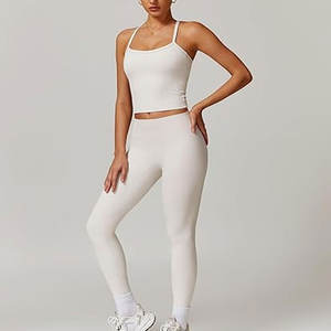 Conjunto de Leggings y Sujetador Deportivo para Mujer, Nuevo, Color Sólido, Cintura Baja, Ecológico, Espalda Descubierta, Shorts de Yoga con Logotipo Frontal, de Secado Rápido, 1 Pieza - Product Image 3