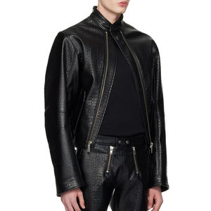 100% veste en cuir de vachette véritable pour hommes nouveau élégant pour peau de Crocodile Style Vintage automne saison veste en toile - Product Image 3