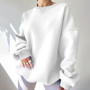 Sweatshirts ras du cou en coton pour femmes French Terry ras du cou personnalisé OEM vente en gros sweats à capuche à épaules tombantes pour femmes sweatshirts - Product Image 3