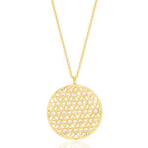 แบบดั้งเดิมทรงกลมเพทายหินดอกไม้ออกแบบสร้อยคอตุรกีขายส่ง925เงินสเตอร์ลิงเครื่องประดับ - Product Image 3