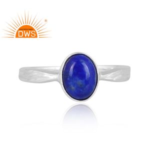 Dernier modèle de bague empilable en argent sterling fin avec pierres précieuses lapis lazuli naturelles Fabricant de bijoux personnalisé - Product Image 3