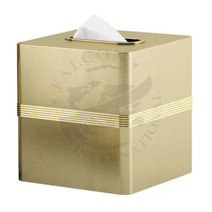 Moderno Porta Cajas de Pañuelos de Papel Plateado de Alta Calidad, Hecho a Mano, Duradero, con Tamaño y Logotipo Personalizables, para Mesa de Comedor de Hogar o Restaurante - Product Image 1