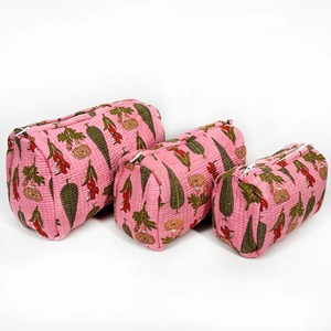 Juego de fundas acolchadas de algodón con cremallera de estilo vintage (pequeñas/medianas/grandes) bolsas de cosméticos de viaje resistentes al agua duraderas y ecológicas - Product Image 2