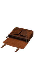 Vintage Brown Leather Luxury Office Briefcase for Men Premium Business Laptop Bag with Buckle Straps Brass Hardware Lightweight - Product Image 4