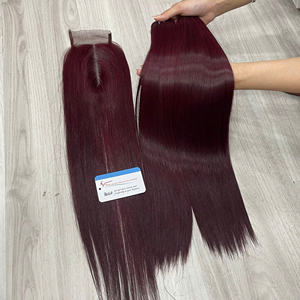 Vente en gros d'extensions de cheveux Remy vietnamiennes trame droite d'os coloré et fermeture à lacet HD cheveux humains de haute qualité - Product Image 6