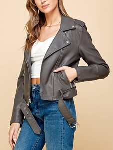 Veste en cuir pour femmes de conception de vente chaude unique Veste en cuir solide pour femmes et filles Vestes de logo de conception OEM - Product Image 6