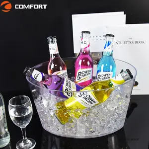 Promocional Transparente Plástico Wine Cooler Container Champagne Armazenamento Ice Bucket