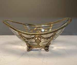 ชามเสิร์ฟพร้อมโลหะและแก้วขอบทองเหลืองทองและฐานทรงกลมถ้วยแก้วลายนูนถ้วยเสิร์ฟแบบคลาสสิค - Product Image 6