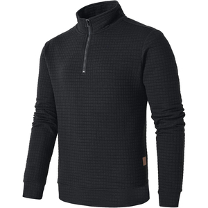 Jersey de media cremallera para hombre, Sudadera de cuello alto, suéteres de talla grande de otoño y primavera de Color sólido más grueso - Product Image 6