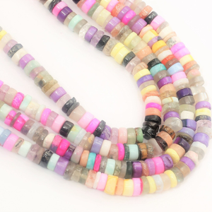 Magnifiques perles Heishi en forme de pneu, mélange de pierres précieuses, lisses, 4-7 mm, qualité AAA, mélange de pierres, perles en forme de roue, bijoux - Product Image 4