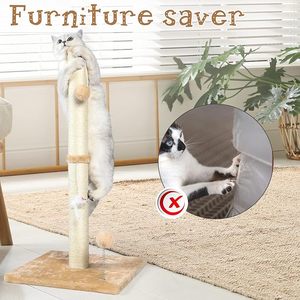 32" Tall Wood & Sisal <b>Cat</b> <b>Scratching</b> <b>Post</b> <b>for</b> Indoor <b>Cats</b> 3-in-1 Vertical Design with Plush Toys Premium Quality - Product Image 6