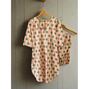 Conjunto de Kurta Saga con Rayas y Puntos, Blusa de Manga Tres Cuartos para Uso Diario - Product Image 2