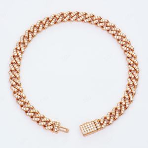 925 <b>Sterling</b> <b>Silver</b> Moissanite Diamond GRA Certified Hip Hop Rapper Style Iced Out Single Row Fancy Cuban Link <b>Bracelet</b> For <b>Men</b> - Product Image 5