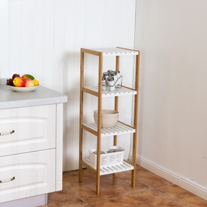 BFKS028-4-Tier <b>Rustic</b> Bamboo Wood Metal Decorative <b>Shelf</b> 34x33x110cm Home Decoration Flower Pot Living Room Wardrobe Christmas - Product Image 6