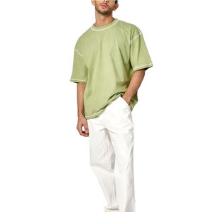 2026 OEM T-shirt surdimensionné vierge lourd Impression de logo personnalisé T-shirt uni à manches courtes en coton vierge T-shirts pour hommes - Product Image 6