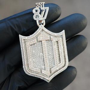 จี้ผู้ชายเพชรโมอิสกลมแท้14K 3.50 CT สีเหลืองชุบเงิน - Product Image 1