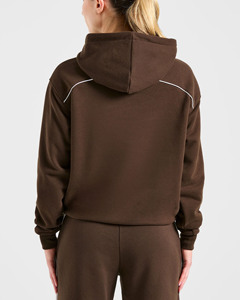 New Design Custom Logo <b>Coffee</b> Bean Hoodie & Jogger With Piping 2Piece Women's Tracksuits Breathable Sportswear Women Sweat Suits - Product Image 5