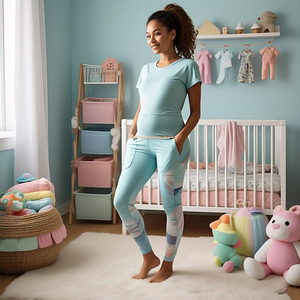 เลกกิ้งพิมพ์ลายสำหรับคนท้องสำหรับผู้หญิงเลกกิ้งพิมพ์ลายความยาวเต็มกระเป๋าสำหรับใส่เล่นโยคะ - Product Image 3