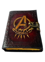 Diario de viaje de cuero marrón y amarillo Vintage DE LOS Vengadores con opción de logotipo personalizado con diseño de pentagrama-Cuaderno de papelería de regalo