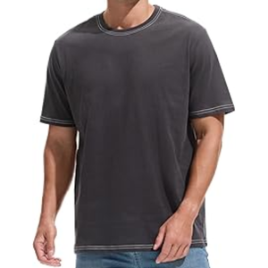 T-shirt col rond épais pour homme, 100 % coton premium, infroissable, respirant, prélavé, durable - Product Image 4