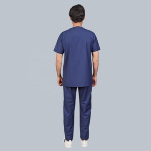 <b>Women's</b> <b>Navy</b> Blue V-Neck Scrub Set Cotton Polyester Woven Hospital Uniforms Doctor Uniforms Needle Detection Blouses Shirts - Product Image 2