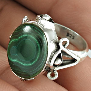 Jolie bague en argent de style bohème livrée avec une pierre précieuse en malachite fabriquée à partir de lunette en argent sterling 925 faite à la main - Product Image 3