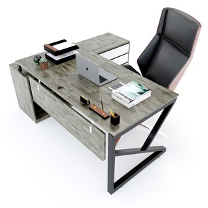 KConcept HBKC021 Executive <b>Desk</b> 180x160 Contemporary Design with Assembled Metal Legs for Office or Study Computer <b>Table</b> - Product Image 2