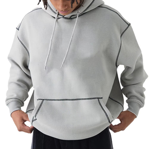 Venta al por mayor OEM Streetwear logotipo personalizado gota hombro peso pesado sudaderas con capucha 100% algodón bordado Unisex sudaderas con capucha de gran tamaño - Product Image 5