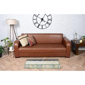 Alfombra Vintage de 1.8x3.6 pies, Alfombra Turca, Alfombra Azul con Diseño Floral de Lana - Product Image 3