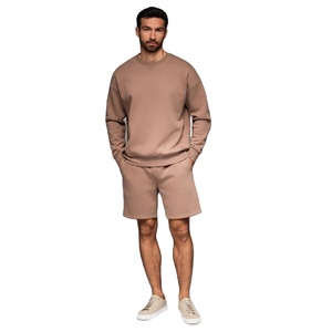 Trendy Men Crewneck <b>Sweat</b> <b>Set</b> 480 GSM Cotton Fleece Streetwear Jogger Suit Casual Winter Tracksuit OEM Private Label - Product Image 1