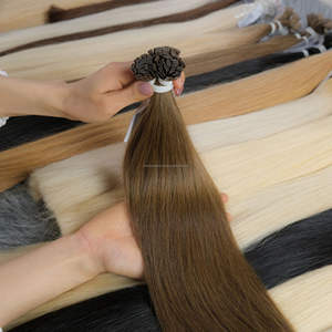 Más vendidos 100% Extensiones de cabello Remy de calidad superior Onda natural recta Cutícula completa Queratina de punta plana en colores Premium - Product Image 6