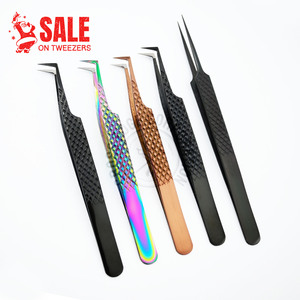 Premium Handmade Stainless Steel Lash Tweezer 90 Degree Nonslip Diamond Grip for Volume Fans Eyelash Extensions Fiber Tip Type - Product Image 1